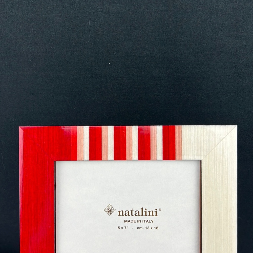 Natalini, Wood frame, Red/Stripes.  5”x7”. NWT - Picture 2 of 3